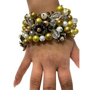 Statement Baroque Cluster Bracelet – Bold & Opulent